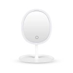 NNEAGS 26cm White Oval Smart LED Makeup Bedroom Table Vanity Mirror Tricolor Adjustable Light