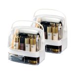 NNEAGS 2X 2 Tier White Countertop Makeup Cosmetic Storage Organiser Skincare Holder Jewelry Storage Box with Handle