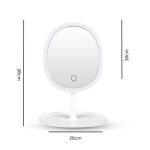 NNEAGS 26cm White Oval Smart LED Makeup Bedroom Table Vanity Mirror Tricolor Adjustable Light - Image 2