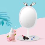 NNEAGS White Antler LED Light Makeup Mirror Tabletop Vanity Home Decor - Image 4