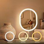 NNEAGS 26cm White Oval Smart LED Makeup Bedroom Table Vanity Mirror Tricolor Adjustable Light - Image 4