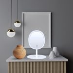 NNEAGS 26cm White Oval Smart LED Makeup Bedroom Table Vanity Mirror Tricolor Adjustable Light - Image 5