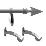 Extendable Charcoal Grey Metal Curtain Pole - Arrow Finial - 36-66", 66-120" - Image 5