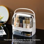 NNEAGS 2X 2 Tier White Countertop Makeup Cosmetic Storage Organiser Skincare Holder Jewelry Storage Box with Handle - Image 5