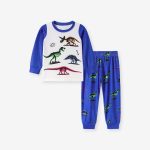 Dinosaur Kids Pajama Set – Long Sleeve Shirt and Pants, Cartoon Dino Design - Image 10