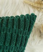 Dark Green Corduroy Cushion Cover | 45x45cm | Soft Plush Cotton Velvet - Image 4