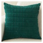 Dark Green Corduroy Cushion Cover | 45x45cm | Soft Plush Cotton Velvet