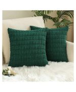 Dark Green Corduroy Cushion Cover | 45x45cm | Soft Plush Cotton Velvet - Image 3