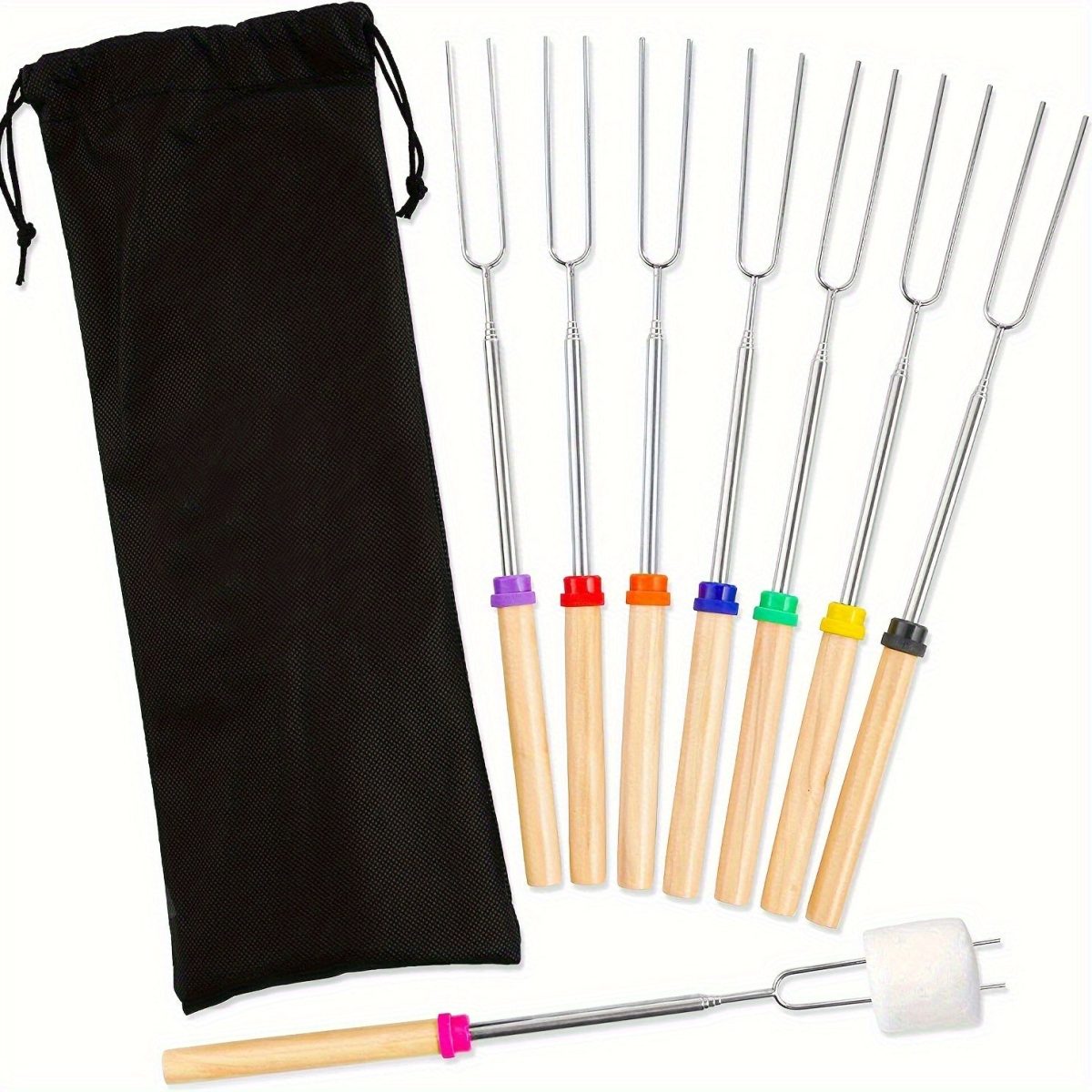 NNETM 8pcs Extendable Stainless Steel Marshmallow Roasting Sticks - Image 1