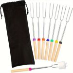 NNETM 8pcs Extendable Stainless Steel Marshmallow Roasting Sticks