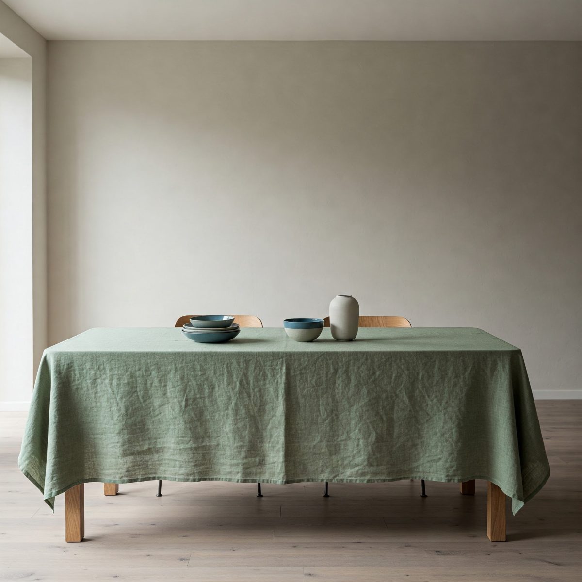 Sage Green Linen Tablecloth - Organic Flax - Natural Table Cover - Image 1