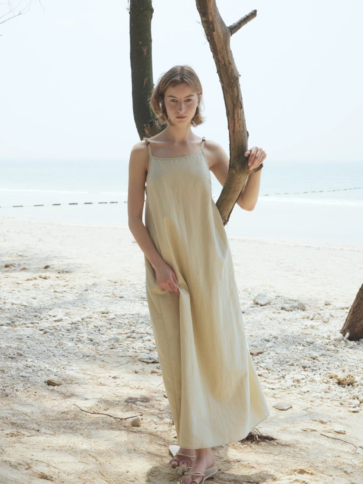 "Island Walk" Cotton Beaded Sling Dress - Image 2