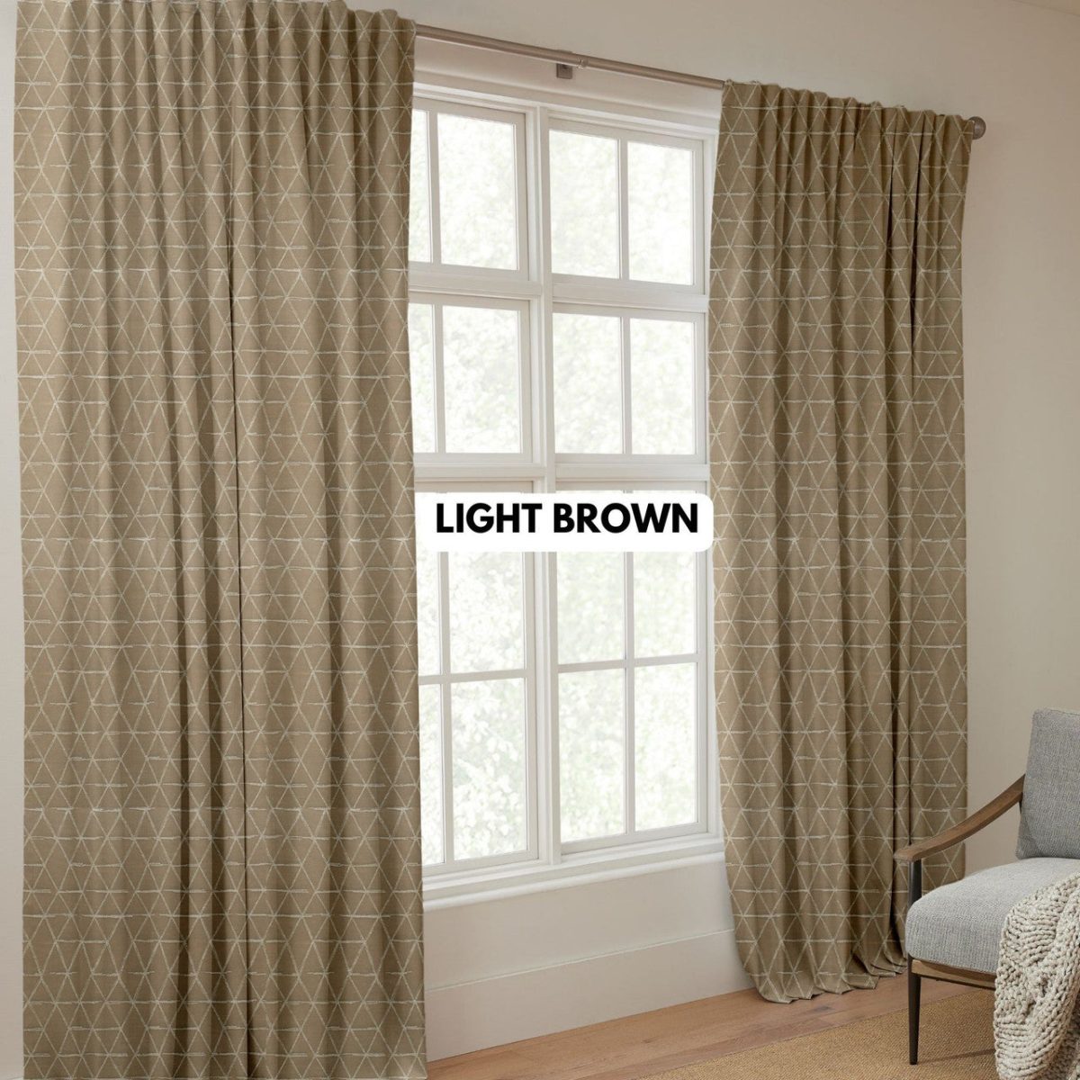 Modern Geometric Triangle Organic Cotton Curtains - Light Filtering & Blackout Options - Image 3
