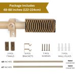Extendable Curtain Rod Beige with Wooden Finials | 24-144 Inch |  Adjustable Pole Set with Brackets, Screws & Plugs | Strong 25kg Capacity - Image 4