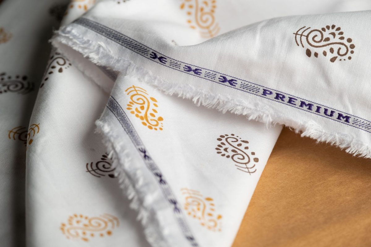 Paisley Print Hemp Fabric | White & Brown | Organic | 145gsm | 147cm Wide - Image 3