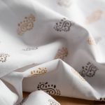 Paisley Print Hemp Fabric | White & Brown | Organic | 145gsm | 147cm Wide