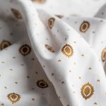 Lantern Print Hemp Fabric | White & Gold | Organic | 145gsm | 147cm Wide