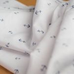 Organic Hemp Fabric - Anchor Print | White & Blue | 145gsm | Soft & Breathable