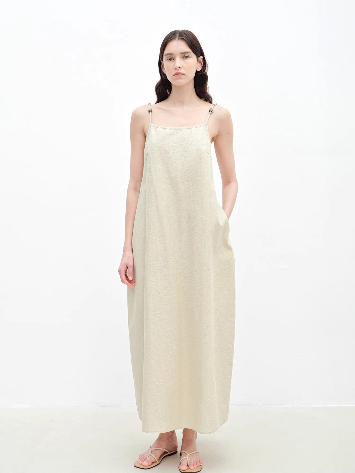 "Island Walk" Cotton Beaded Sling Dress - Image 1