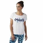 Women’s Short Sleeve T-Shirt Reebok Floral Easy Crossfit White - Image 5