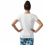 Women’s Short Sleeve T-Shirt Reebok Floral Easy Crossfit White - Image 4