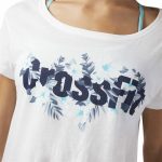 Women’s Short Sleeve T-Shirt Reebok Floral Easy Crossfit White - Image 3