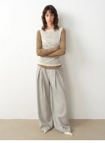 "City Stroll" casual and relaxed wool-blend double-pleated straight draped wide-leg casual trousers for autumn - Image 5