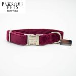 SMALL SIZE DOG & CAT COLLAR - BURGUNDY VELVET