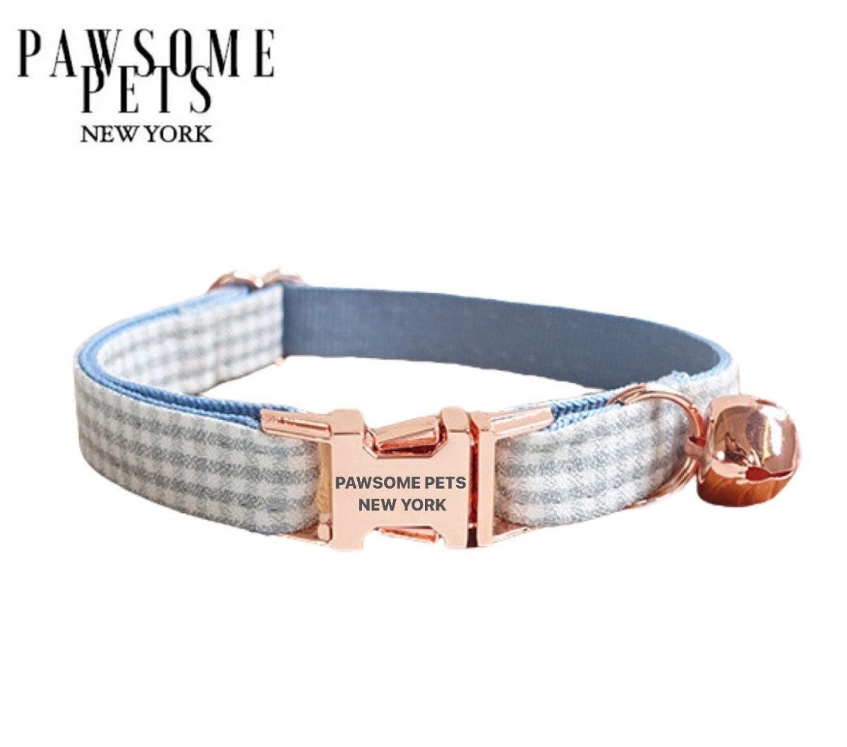 SMALL SIZE DOG & CAT COLLAR - BLUE GREY STRIPE - Image 1