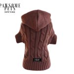 (EXTRA WARM) DOG AND CAT CABLE KNIT SWEATER WITH HAT - BROWN