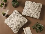 Handmade Macrame Cushion Cover Organic Cotton Boho Pillow 40x40cm