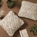 Handmade Macrame Cushion Cover Organic Cotton Boho Pillow 40x40cm