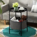 Double Layer Black Metal Tea Table in Black Color - Image 3