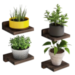 Classic Floating Wooden Storage Shelves Set (4pcs) - Black