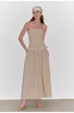 "Summer Formula" Retro and elegant bust-wrapped, long-waisted, slim-fitting, large A-hem mid-length dress - Image 2