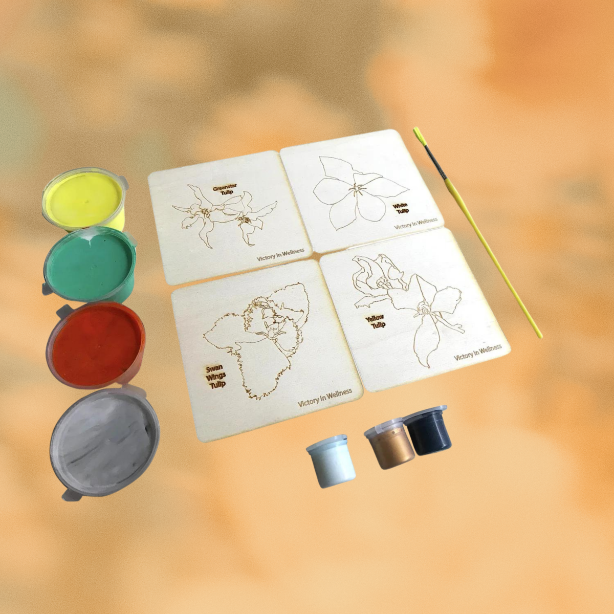 Botanical Plywood Coasters with Adult Coloring Designs, Nature-Inspired Coloring Activity, Home Decor | by Victory In Wellness - Image 4