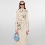 "Style in the City" Original Printed One-shoulder Bias-cut Dress Women's Pleated Waist Slimming Long Dress Spring