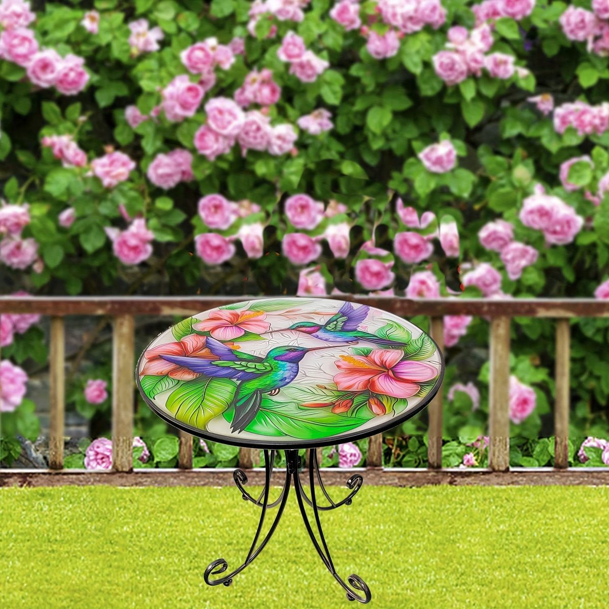 Round Metal Side Table Hummingbird - Image 5