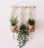 Triple Macrame Plant Hanger - Boho Hanging Wall Planter - Indoor Decor