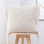 Handmade Macrame Cushion Cover | Cotton Cushion Cover with Fringes | 40x40cm | Boho Decor