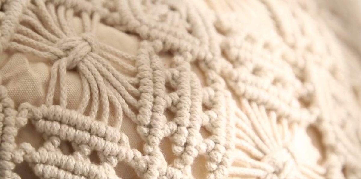 Handmade Macrame Cushion Cover Organic Cotton Boho Pillow 40x40cm - Image 4