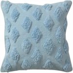Textured Cushion Cover with Diamond Pattern | 40x40cm | Blue | Tufted Cotton | Handmade - Image 3
