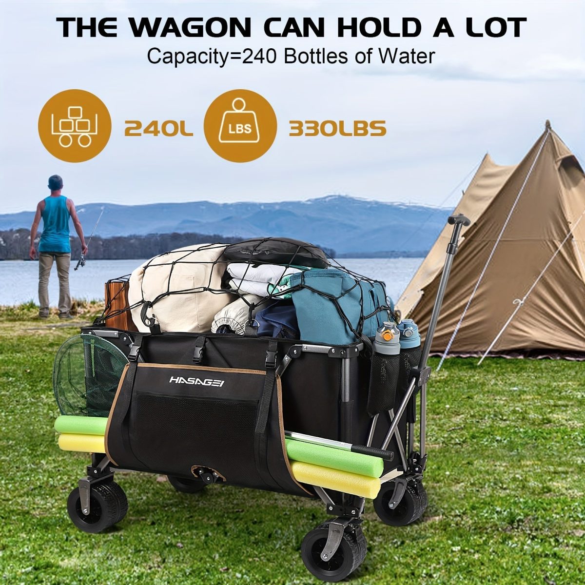 Folding Utility Wagon with Large Wheels - Image 2