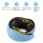 All-Season Travel Pillow - Pure Memory Foam Neck Pillow - Grey+Blue - Image 5
