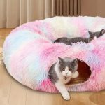 NNETM Cozy Plush Cat Tunnel Nest with Hanging Ball Toy - Perfect Kitten Hideaway - Image 2