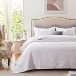 White Microfiber 3-Piece 150GSM Bedspread Set - Queen Size - Image 2