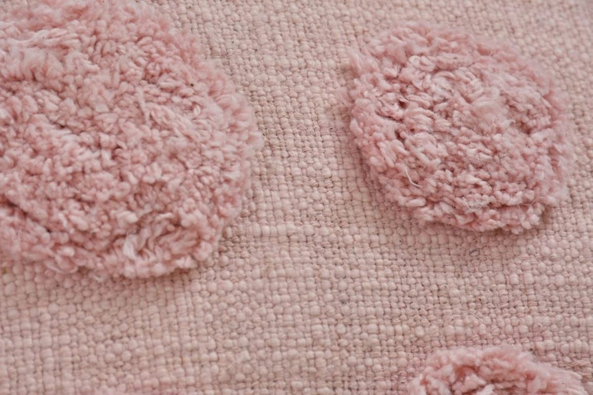 Pink Polka Dot Cushion Cover | 40x40cm | Tufted Organic Cotton | Handmade - Image 4