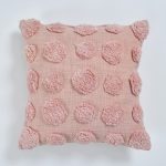 Pink Polka Dot Cushion Cover | 40x40cm | Tufted Organic Cotton | Handmade - Image 2