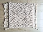 Handmade Macrame Cushion Cover | Cotton Cushion Cover with Fringes | 40x40cm | Boho Decor - Image 5