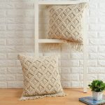 Handwoven Macrame Cushion Cover | 18"x18" (45x45cm) | Natural Cotton | Boho Style